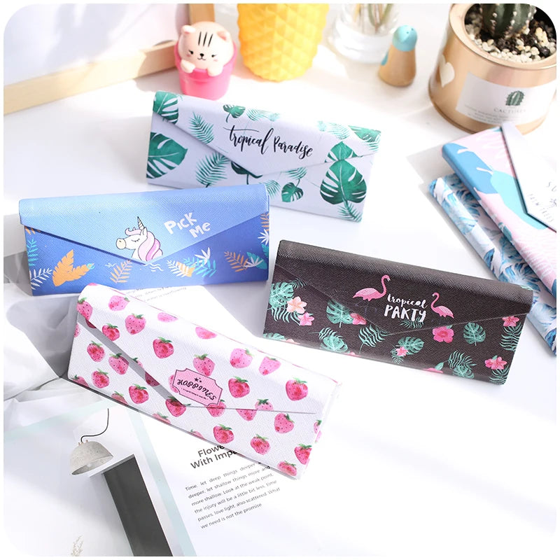 Mimiyou Top-Grade PU Spectacle Cases for Eyeglasses Fashion Folding Sunglasses Box Bag Portable Triangle Eyewear Protector