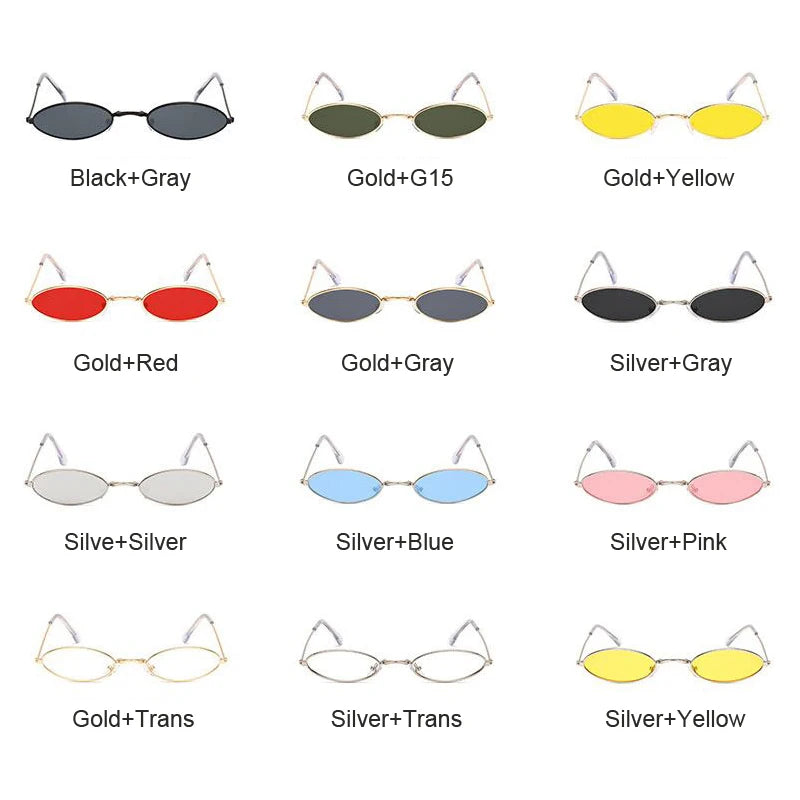 Small Frame Black Shades Round Sunglasses Woman Oval Brand Designer Vintage Fashion Pink Sun Glasses Female Oculos De Sol