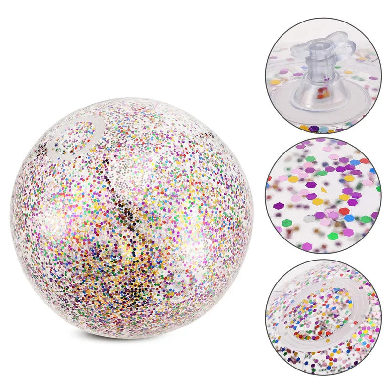 60cm Inflatable Glitter Confetti Beach Ball Pool Toys Balls for Kids Adult Outdoor Summer Water Fun Toys Volleyball Football