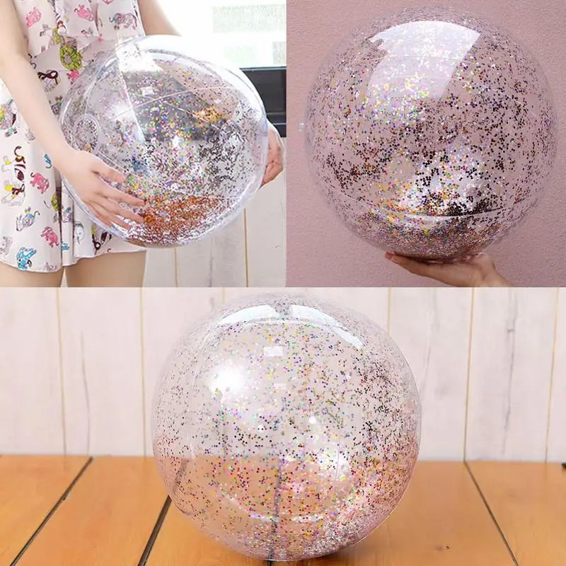 60cm Inflatable Glitter Confetti Beach Ball Pool Toys Balls for Kids Adult Outdoor Summer Water Fun Toys Volleyball Football