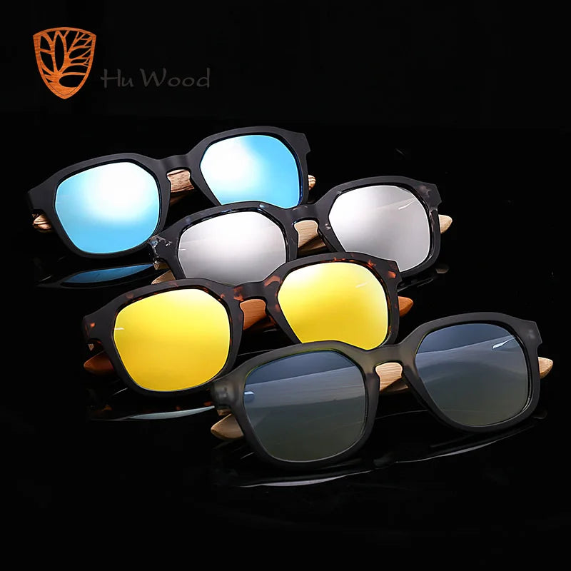 HU WOOD Polarized Sunglasses Fishing for Men Womens Wood Sunglasses Travel Bamboo Sunglass Driving Shade UV400 Lens GR8014