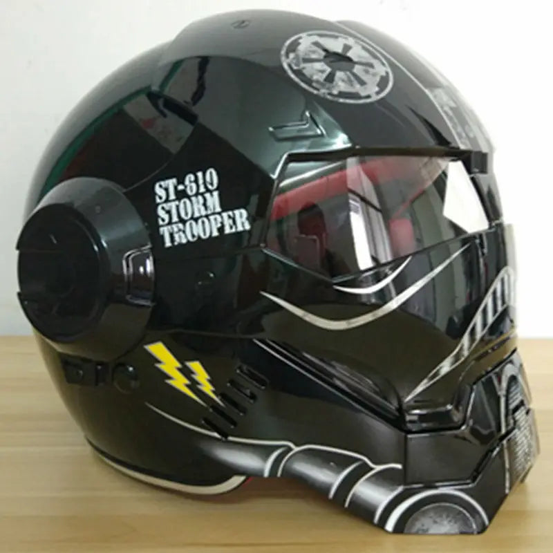 Masei Bright Black Warrior Mens Womens Iron / Men Helmet Motorcycle Helmet Half Helmet Open Face Helmet Casque Motocross