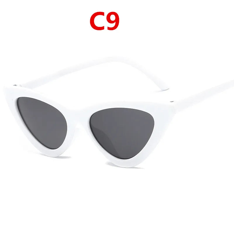 Fashion Sunglasses Woman Brand Designer Vintage Retro Triangular Cat Eye Glasses Oculos De Sol Transparent Ocean Uv400