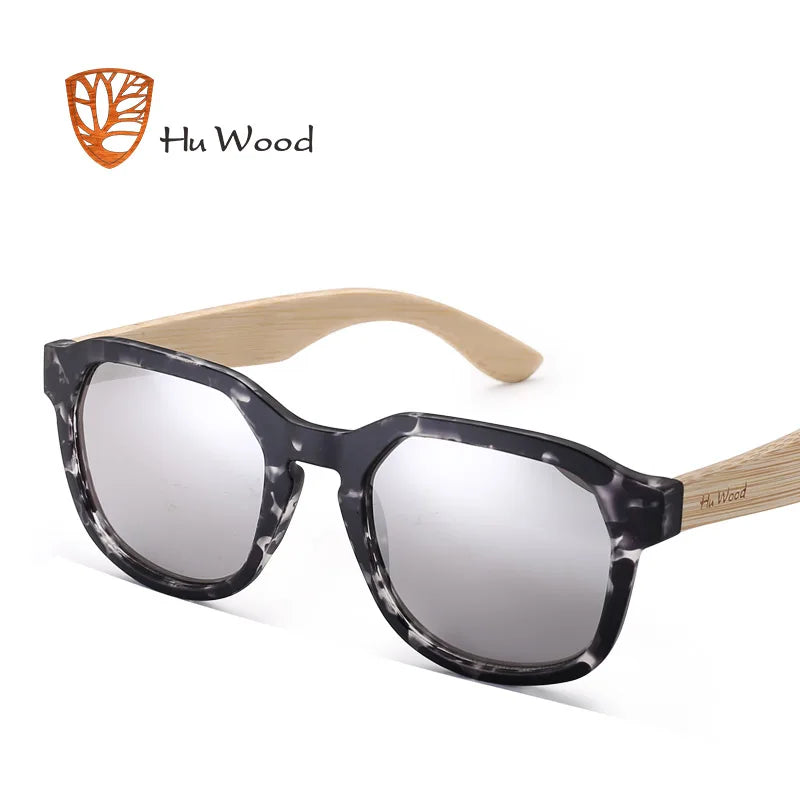 HU WOOD Polarized Sunglasses Fishing for Men Womens Wood Sunglasses Travel Bamboo Sunglass Driving Shade UV400 Lens GR8014
