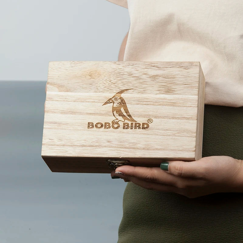 BOBO BIRD Men's Watch Sunglasses Set Wooden Timepieces Japan Movement Quartz Watches Men Great Custom Gift Reloj Hombre