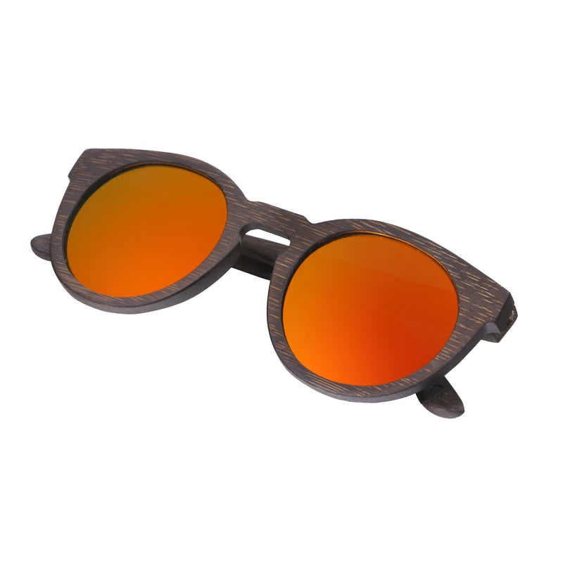 BerWer New Round Top Bamboo Sunglasses Brand Sunglass Women Retro Designer Wooden Sunglasses