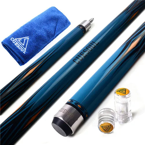 CUESOUL SOOCOO Series 58" 19oz 11.5/12.75mm Tip Maple Pool Cue Stick Set With Joint/Shaft Protector and Cue Towel.