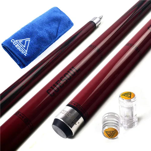 CUESOUL SOOCOO Series 58" 19oz 11.5/12.75mm Tip Maple Pool Cue Stick Set With Joint/Shaft Protector and Cue Towel.