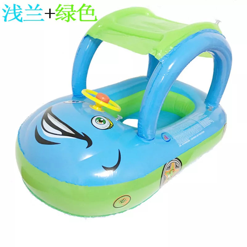 Summer Baby Flamingo Pool Float Safety Swimming Rings Inflatable Swim Float With Sunshade Seat Raft Water Fun Pool Toys