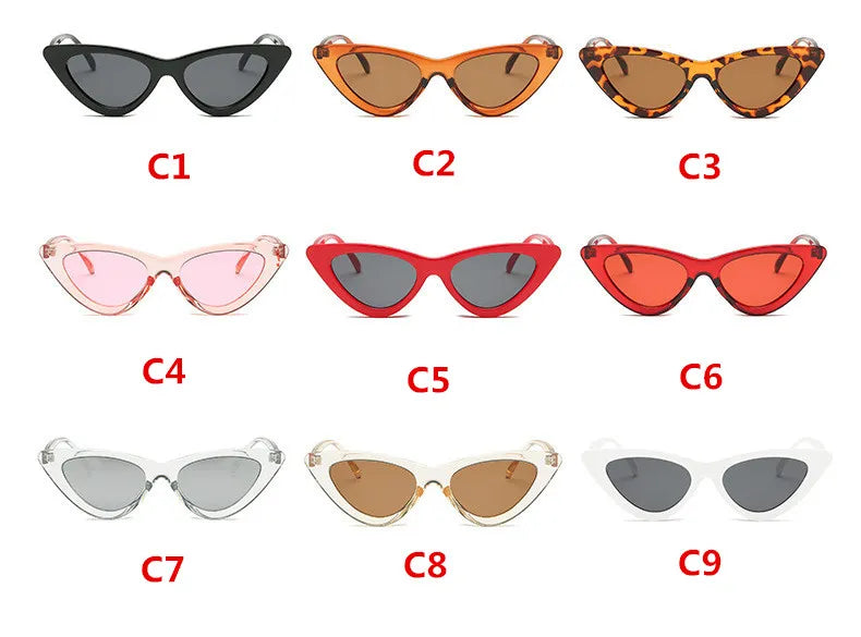 Fashion Sunglasses Woman Brand Designer Vintage Retro Triangular Cat Eye Glasses Oculos De Sol Transparent Ocean Uv400