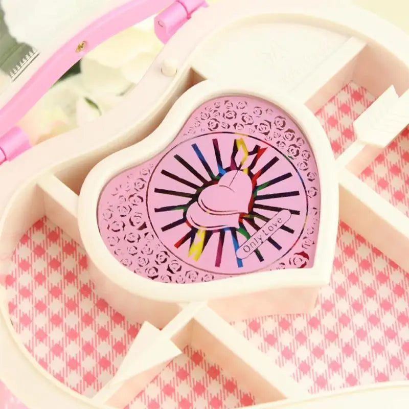 Heart Shape Dancing Ballerina Music Box PLastic Jewellery Box Carousel Hand Crank Music Box Mechanism Gift for Valentine's Day
