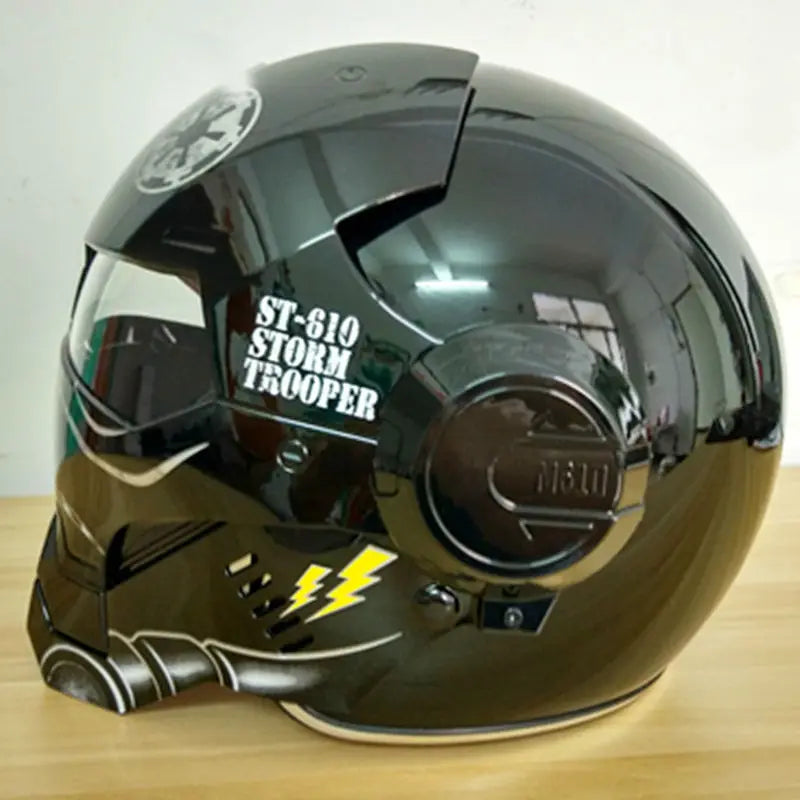 Masei Bright Black Warrior Mens Womens Iron / Men Helmet Motorcycle Helmet Half Helmet Open Face Helmet Casque Motocross