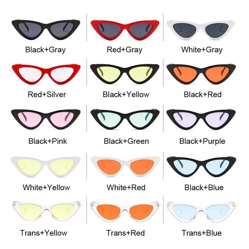 Cat Eye Woman Sunglasses Fashion Luxury Brand Designer Lady Female Mirror Points Sun Glasses for Woman Oculos De Sol Black
