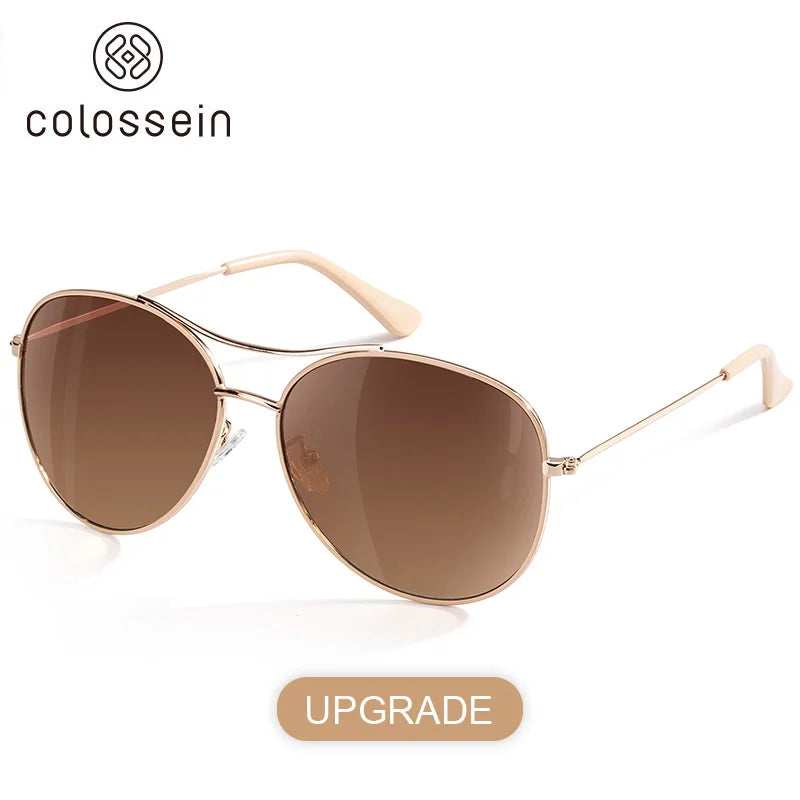 COLOSSEIN Luxury Vintage Sunglasses Women Glasses Ultralight Driving Pilot Sunglasses Men Gold Frame UV400 Eyewear