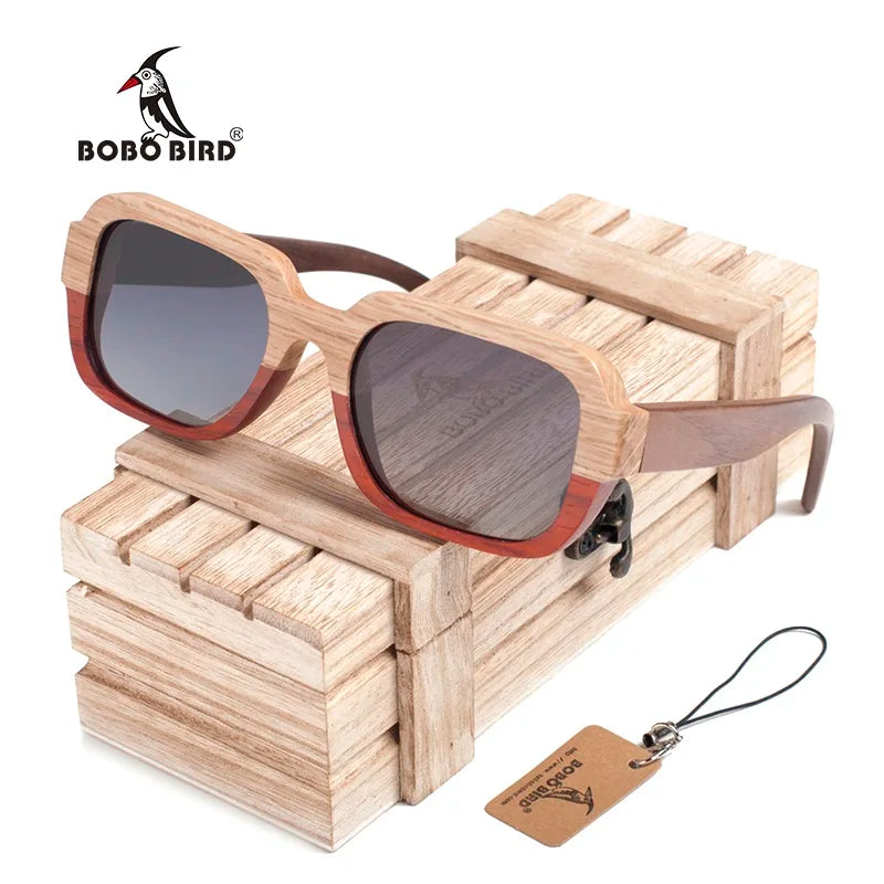 BOBO BIRD Handmade Polarized Wood Sunglasses for Women With Creative Special Design Beach Sunglass in Wood Gift Box C-Dg02
