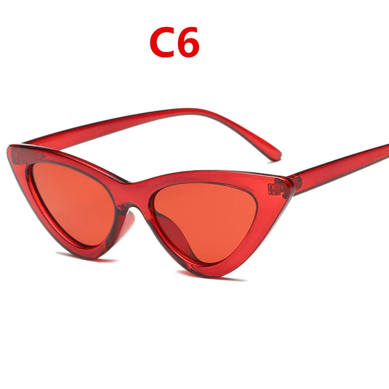Fashion Sunglasses Woman Brand Designer Vintage Retro Triangular Cat Eye Glasses Oculos De Sol Transparent Ocean Uv400