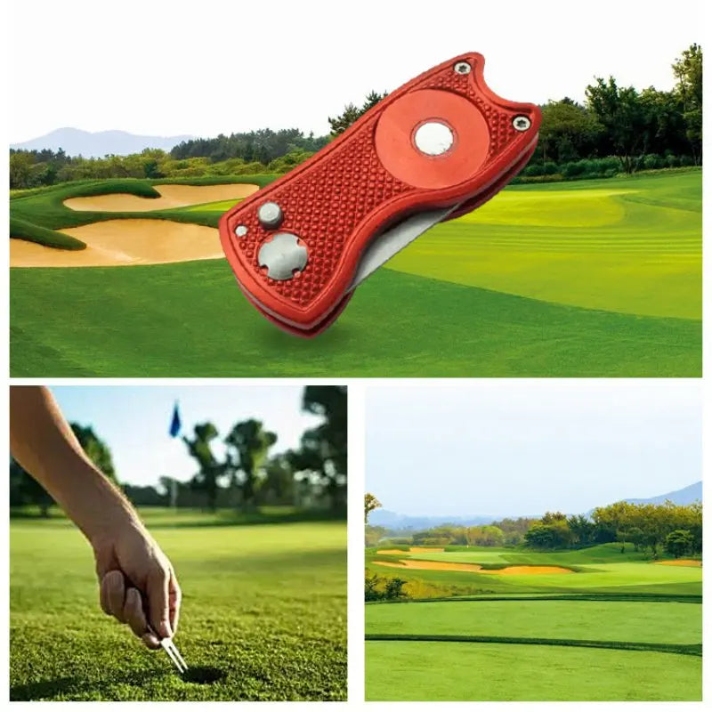 Mini Foldable Golf Divot Tool With Golf Ball Tool Marker Pitch Cleaner Golf Pitchfork Golf Accessories Putting Green Fork