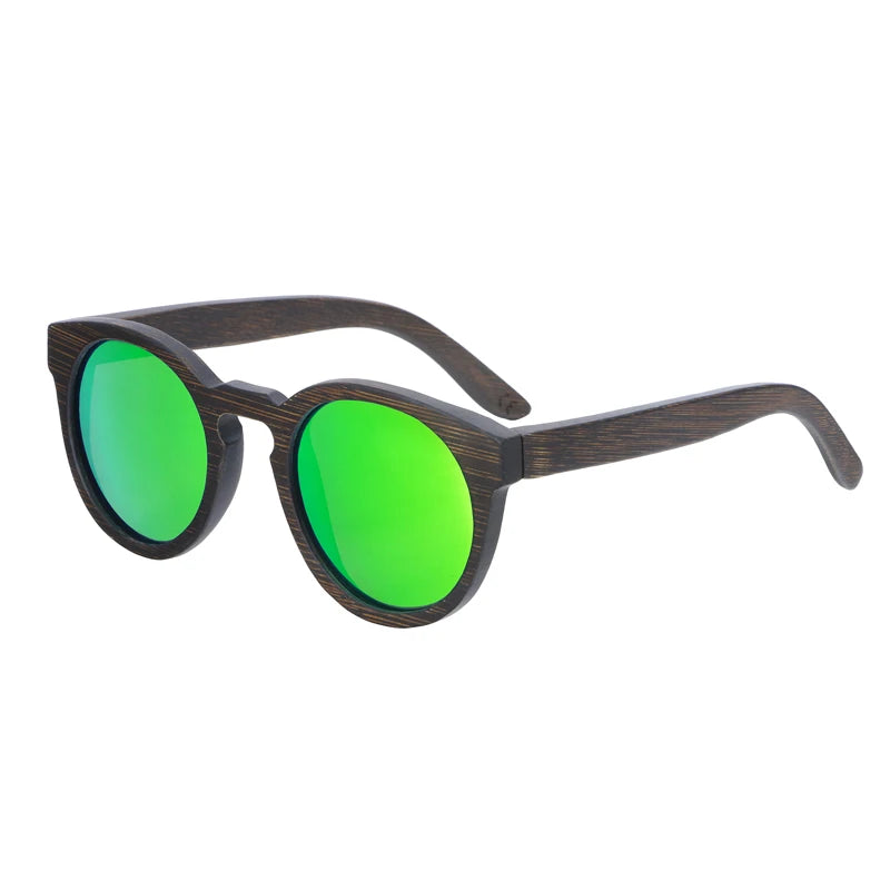 BerWer New Round Top Bamboo Sunglasses Brand Sunglass Women Retro Designer Wooden Sunglasses