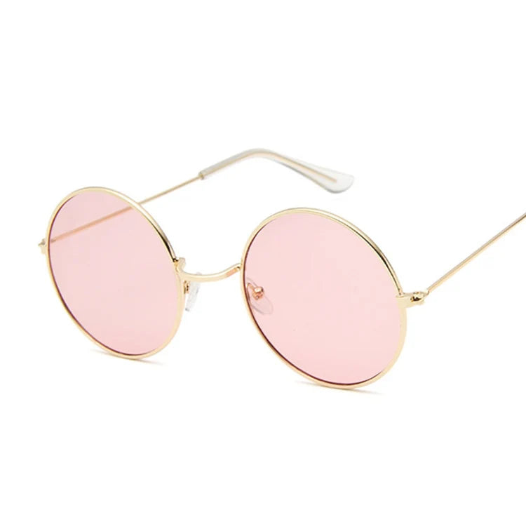 2019 Retro Round Pink Sunglasses Woman Brand Designer Sun Glasses for Woman Alloy Mirror Female Oculos De Sol Black