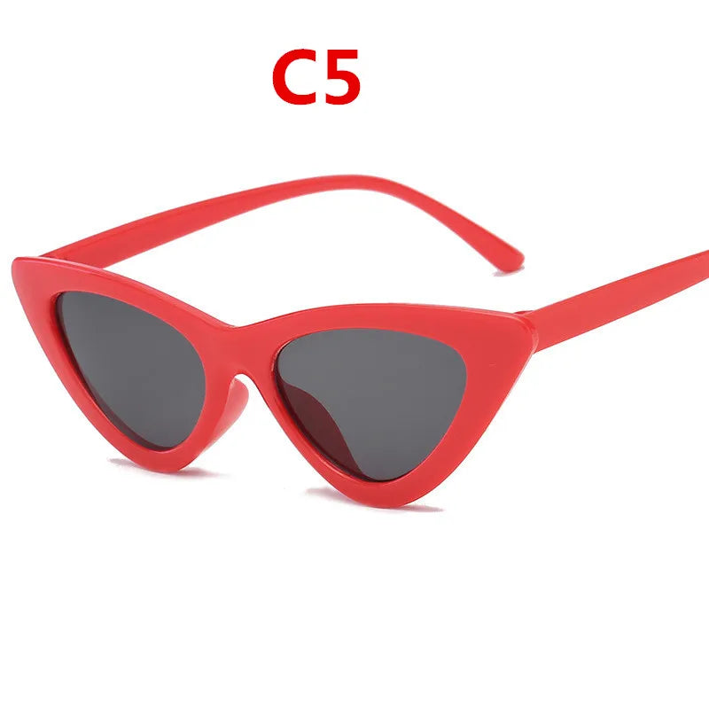 Fashion Sunglasses Woman Brand Designer Vintage Retro Triangular Cat Eye Glasses Oculos De Sol Transparent Ocean Uv400