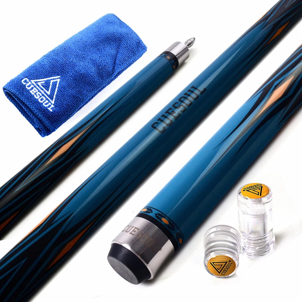 CUESOUL SOOCOO Series 58" 19oz 11.5/12.75mm Tip Maple Pool Cue Stick Set With Joint/Shaft Protector and Cue Towel.