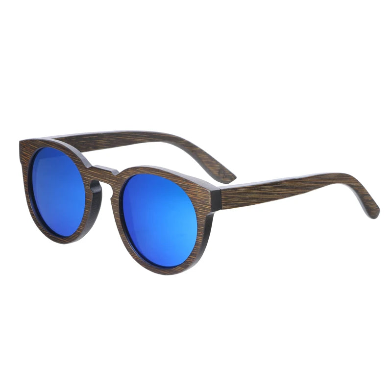 BerWer New Round Top Bamboo Sunglasses Brand Sunglass Women Retro Designer Wooden Sunglasses