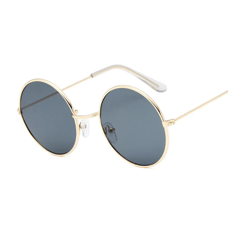 2019 Retro Round Pink Sunglasses Woman Brand Designer Sun Glasses for Woman Alloy Mirror Female Oculos De Sol Black