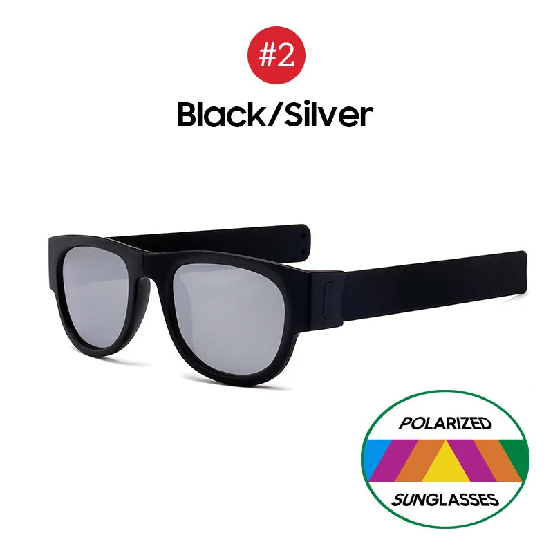VIVIBEE Novelty Mirror Men Polarized Folding Sunglasses New Arrival Slap Sport Foldable Wristband Shades 2025 Trend Product