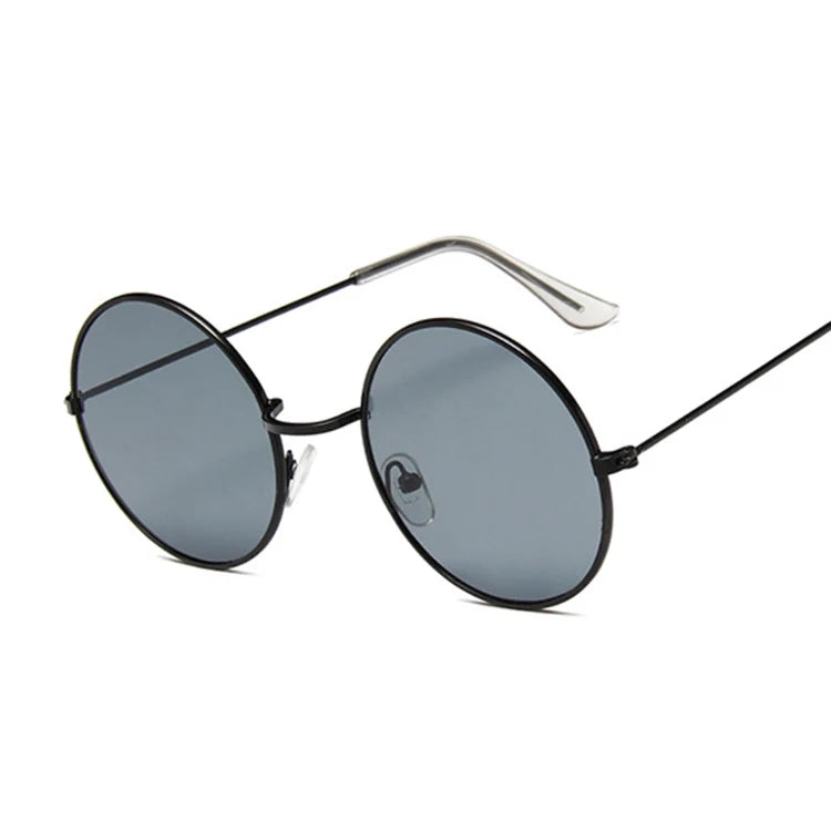 2019 Retro Round Pink Sunglasses Woman Brand Designer Sun Glasses for Woman Alloy Mirror Female Oculos De Sol Black