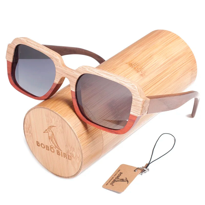 BOBO BIRD Handmade Polarized Wood Sunglasses for Women With Creative Special Design Beach Sunglass in Wood Gift Box C-Dg02