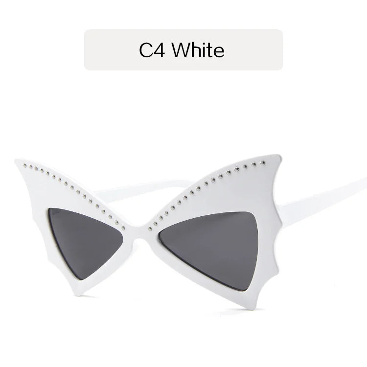 YOOSKE Oversize Sunglasses Women Bat Sharp Shades Sun Glasses Rivet Big Frame Sunglass Personality Dance Party Glasses