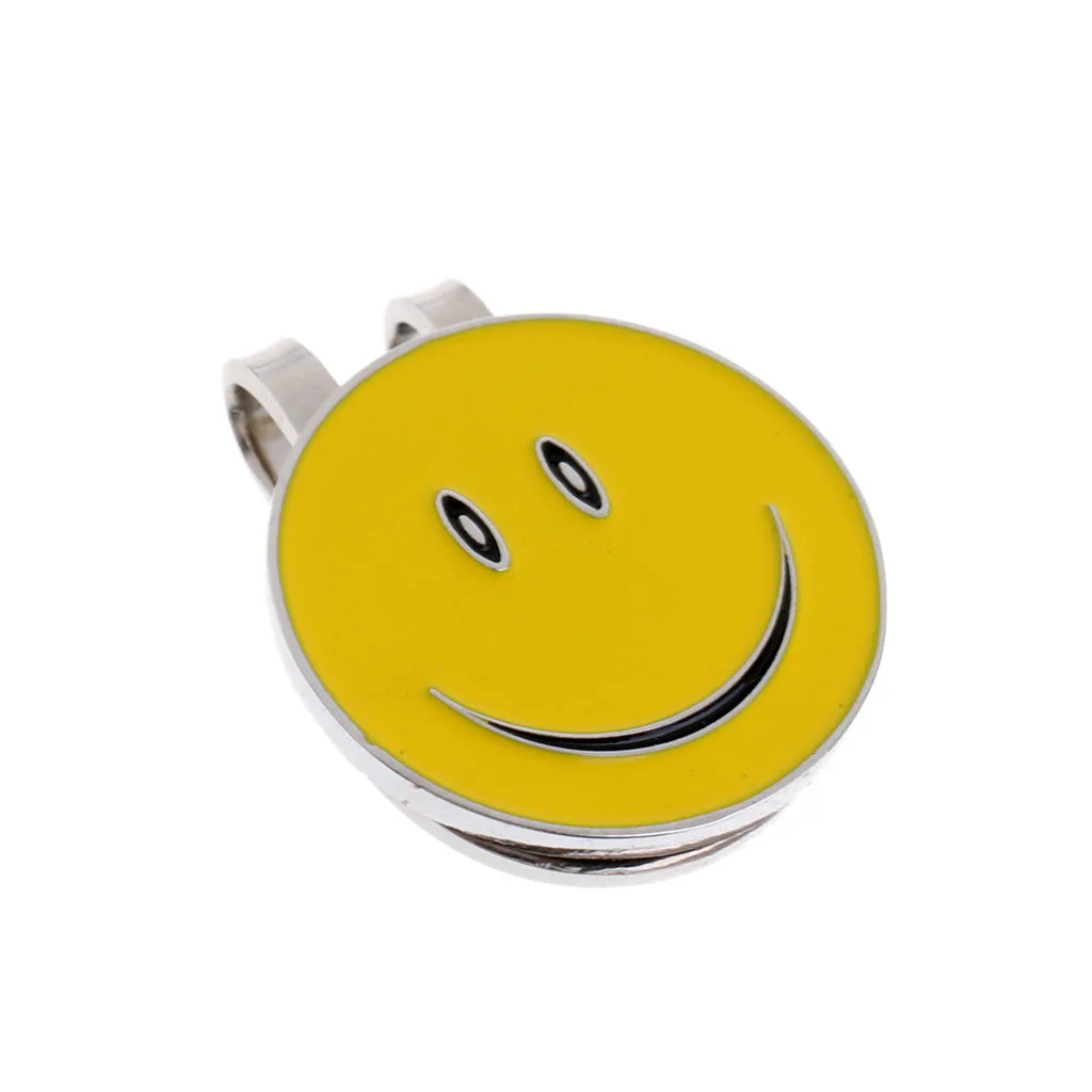 1Pcs Sturdy Smile Face Magnetic Alloy Hat Clip Golf Ball Mark Fit for Golf Cap Visor Outdoor Golf Accessories Golf Marker