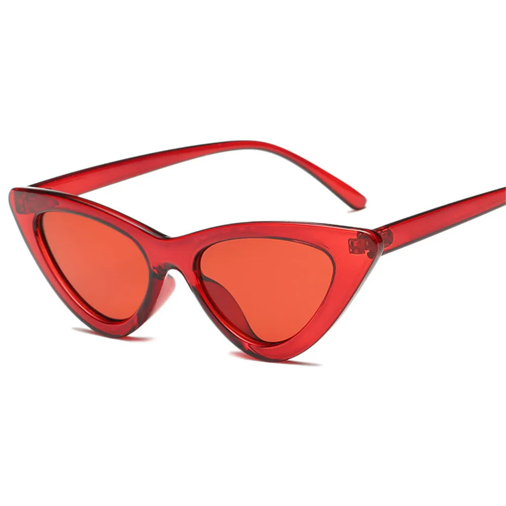 Fashion Sunglasses Woman Brand Designer Vintage Retro Triangular Cat Eye Glasses Oculos De Sol Transparent Ocean Uv400