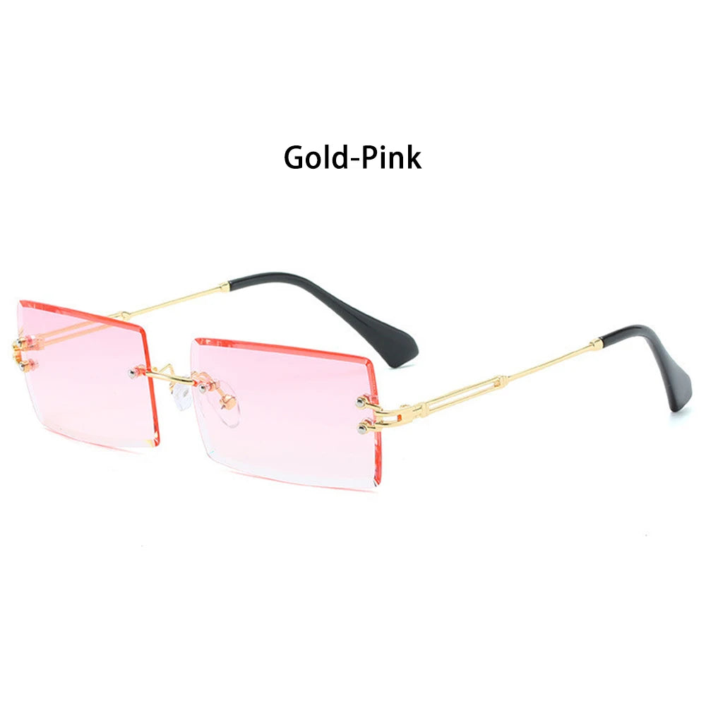 Fashion Popular Rimless Small Rectangle Sunglasses Women Men 2020 Shades Alloy Metal Glasses UV400 Eyewear