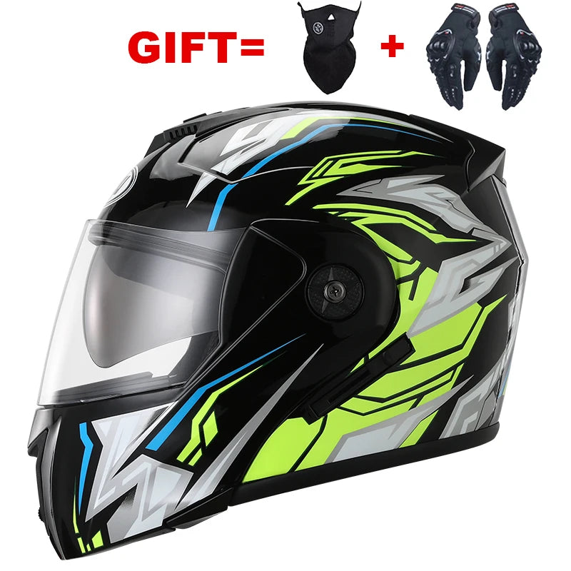 2 Gifts Unisex Racing Motorcycle Helmets Modular Dual Lens Motocross Helmet Full Face Safe Helmet Flip Up Cascos Para Moto Kask