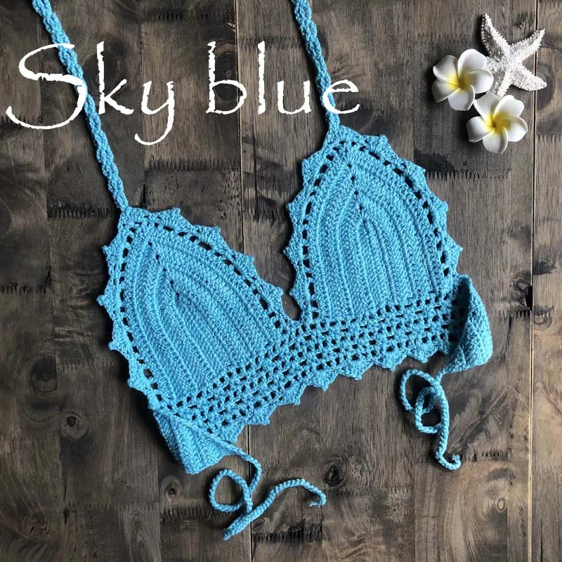2019 New Beach Crochet Bikini Tops Summer Swimwear Top Honeymoon Hippy Bra Swimming Pools Spas Yacht Surf Bikini