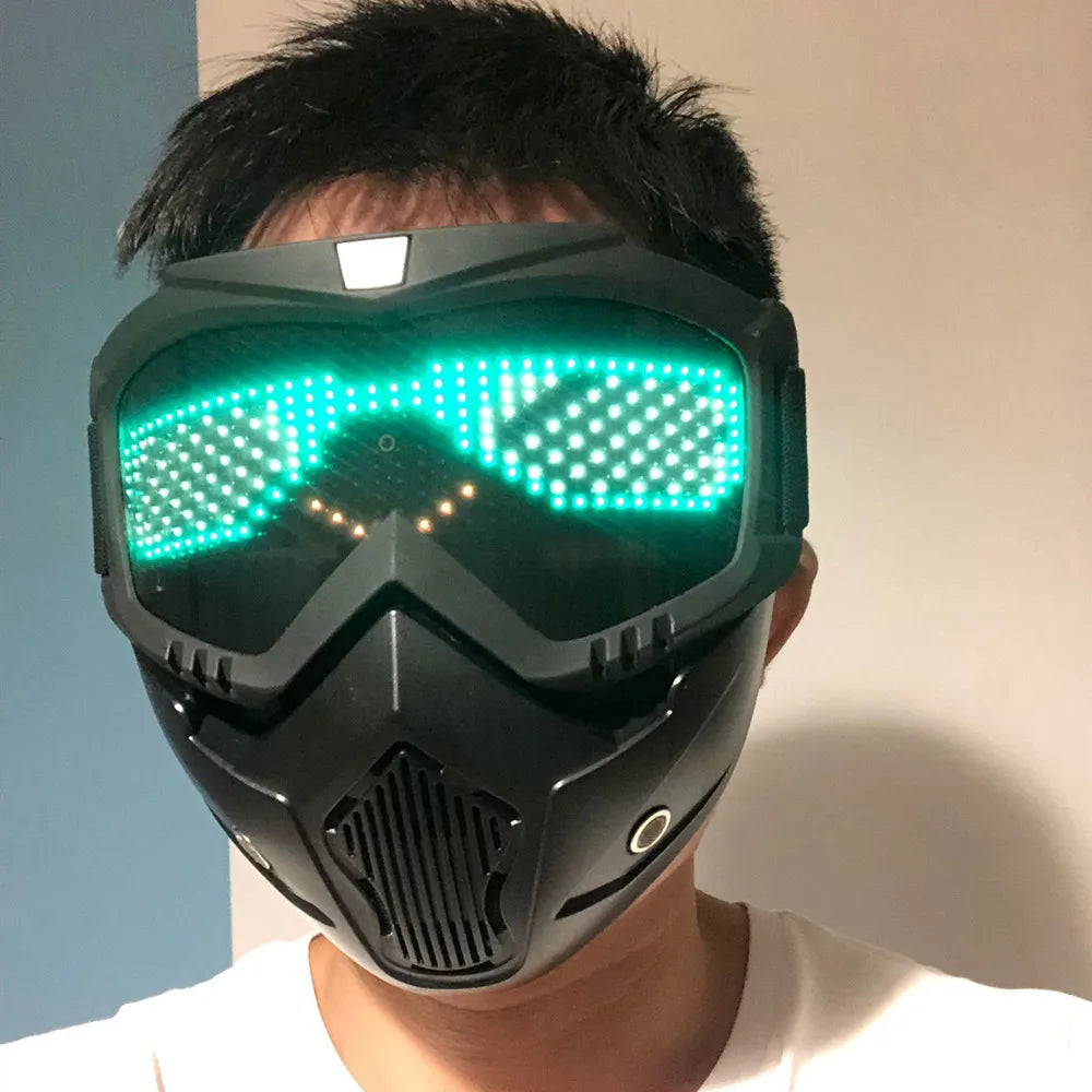 Bluetooth RGB Light Up Party Carnival Led Ski Goggles DIY LED Glasses Display Board Mask Screen Matrix Gift Toys