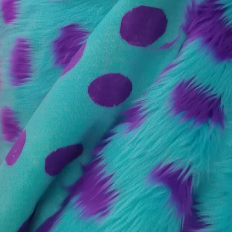 Monsters Jacquard Faux Fur Fabric, Long Pile, Plush Toy, Fuzzy Coat, Shaggy, DIY Fabric, Heat Resistant, Cosplay, 1 Yard