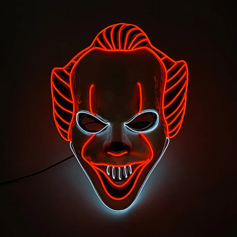 Horror Halloween Neon Mask Clown Mask Cosplay Party Costume Supplies Led Mask Masque Masquerade Party Masks Glow in the Dark