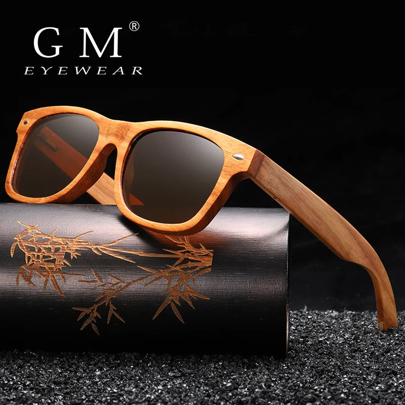 GM Natural Wood Sunglasses Polarized Wooden Sunglasses UV400 Sunglasses Bamboo Wooden Sunglasses Brand With Wooden Box S8171
