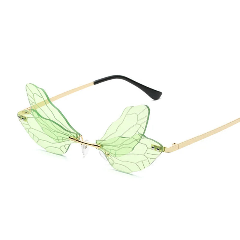 Colorful Dragonfly Rimless Sunglasses Woman Brand Designer Luxury Sun Glasses Female Party Personality Fashion Oculos De Sol