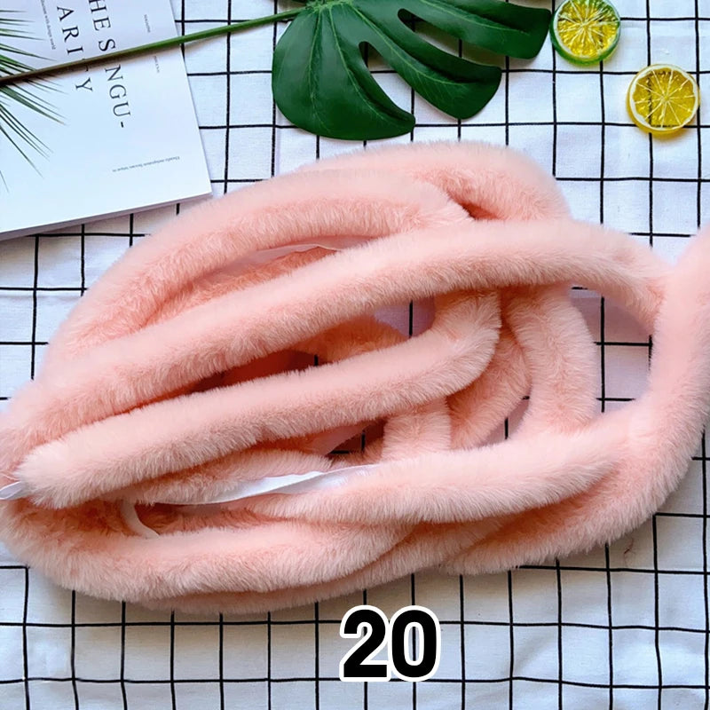 5m Thickened Artificial Rabbit Fur Trim Clothes Accessory Faux Fur Strips for Sweater Coat Hood Hat DIY Fluffy Garment Materials