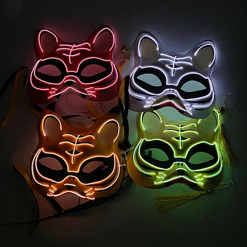 Horror Halloween Neon Mask Clown Mask Cosplay Party Costume Supplies Led Mask Masque Masquerade Party Masks Glow in the Dark