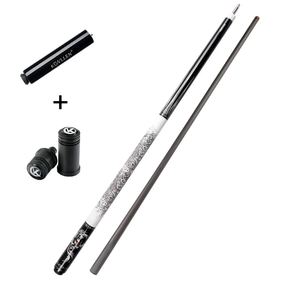 KONLLEN Dragon Carbon Fiber Pool Cue Stick 12.3-12.5mm Tip Real Inlay Carbon Cue Leather Grip Professional Billiard Cue