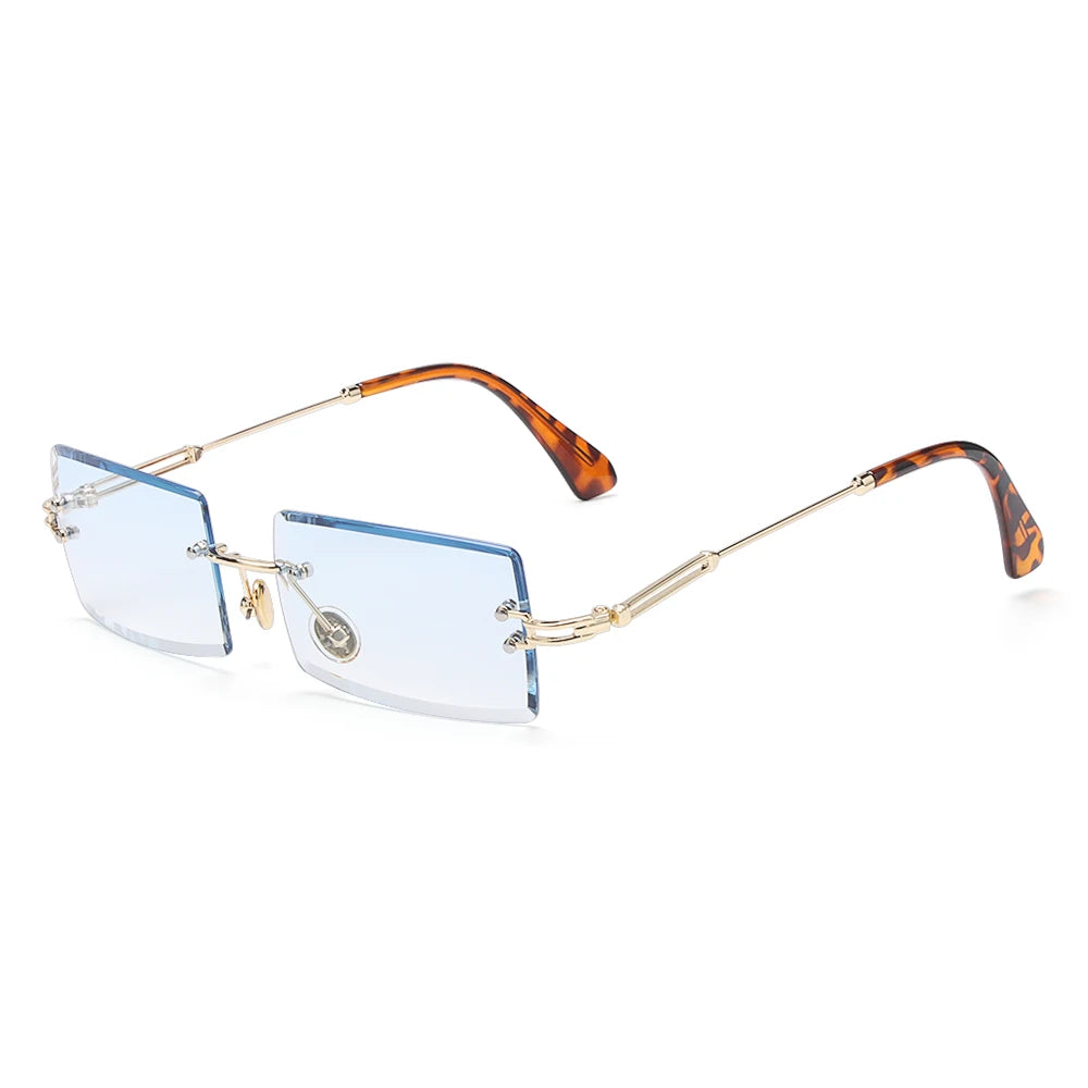 Fashion Popular Rimless Small Rectangle Sunglasses Women Men 2020 Shades Alloy Metal Glasses UV400 Eyewear