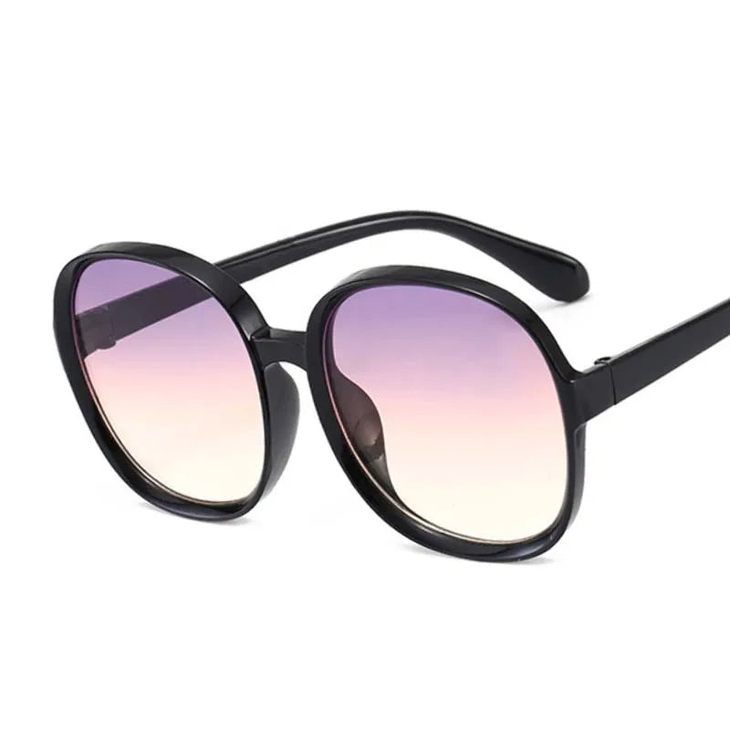 New Round Frame Sunglasses Woman Retro Brand Designer Brown Black Oversized Lady Sun Glasses Female Fashion Outdoor Driving