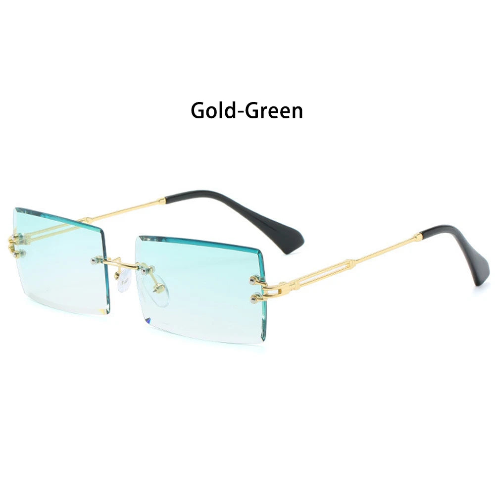 Fashion Popular Rimless Small Rectangle Sunglasses Women Men 2020 Shades Alloy Metal Glasses UV400 Eyewear