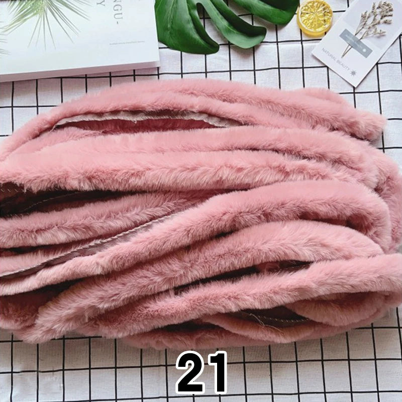 5m Thickened Artificial Rabbit Fur Trim Clothes Accessory Faux Fur Strips for Sweater Coat Hood Hat DIY Fluffy Garment Materials