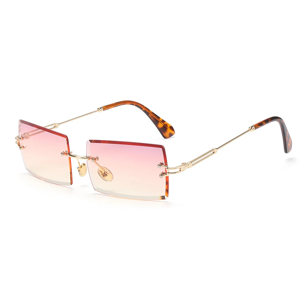 Fashion Popular Rimless Small Rectangle Sunglasses Women Men 2020 Shades Alloy Metal Glasses UV400 Eyewear