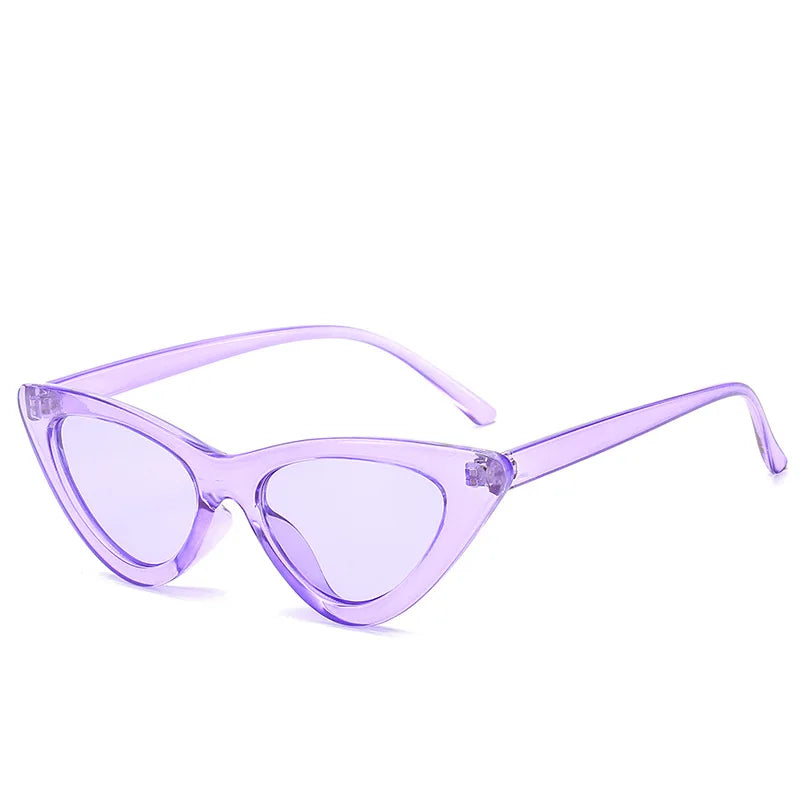 Fashion Sunglasses Woman Brand Designer Vintage Retro Triangular Cat Eye Glasses Oculos De Sol Transparent Ocean Uv400